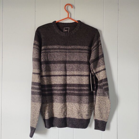 Burnside Crew Neck Striped Long Sleeve Sweater - Picture 1 of 9
